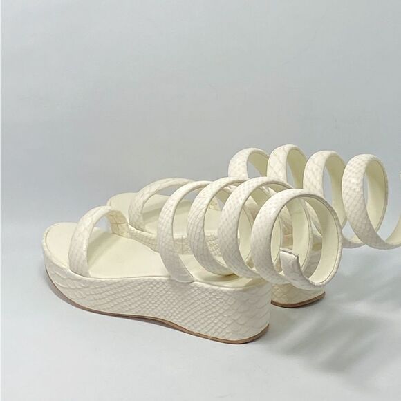 Cult Gaia Gabi Snake-Embossed Leather Wrap Sandals size 37 - Picture 6 of 12